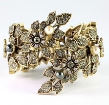 Heidi Daus Blossoming Beauty Floral Design Bangle Bracelet  6-3/4&quot; Long - £111.33 GBP