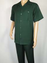 Men 2pc Walking Leisure Suit Short Sleeves By DREAMS 256-24 Hunter Green image 3