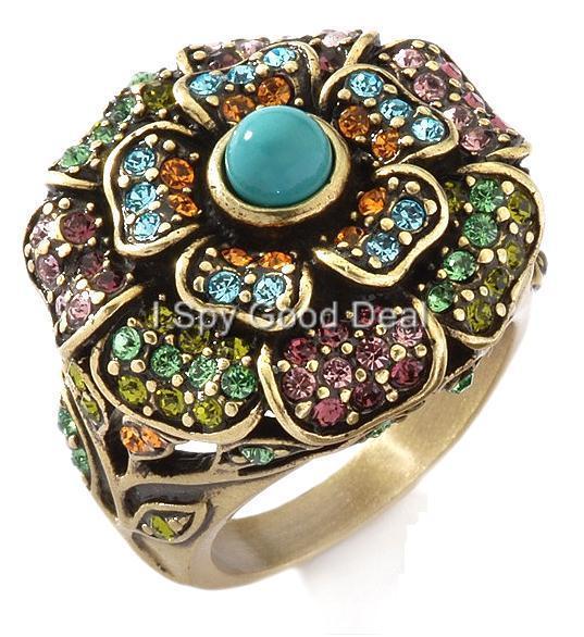 Heidi Daus Floral Crystal Ring Size 5 - $35.61
