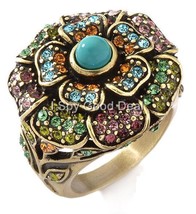 Heidi Daus Floral Crystal Ring Size 5 - £28.62 GBP
