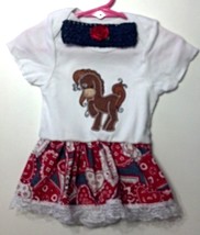 Infant Embroidered Western Horse Bodysuit Skirt 12-18 months plus headband - £17.50 GBP