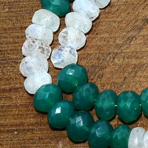 Rainbow Moonstone Faceted Rondelle Onyx 7 inch Beads Natural Loose Gemstone - £7.10 GBP