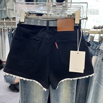 Lace Edge Stitching Sweet Chic Denim Shorts - $1,175.79 MXN