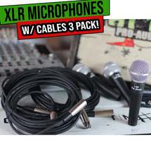 Dynamic Vocal Microphones with XLR Mic Cables &amp; Clips (3 Pack) by FAT TOAD - Car - £36.18 GBP