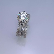 2Ct Round Lab-Created Diamond Women Cross Engagement Ring 14k White Gold... - £145.81 GBP
