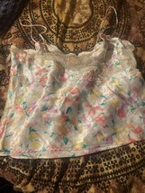 VICTORIA SECRET Sweet  Pink Floral Satin Mesh  Cami Size S - £11.73 GBP