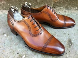 Men&#39;s handmade leather shoes, Genuine leather formal lace up dress shoes - £136.65 GBP
