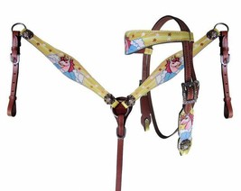 Rainbow Pony Unicorn Leather Pony Tack Set Bridle + Breast Collar + With... - £52.59 GBP
