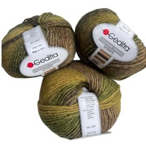 3 Skeins Gedifra Fashion Trend Stripe Yarn | #4669 Olive Green/Golden Yellow - £13.28 GBP