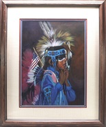 Blue Fancy Dancer Original Pastel Painting by Carol Theroux 24x20 Frame ... - $960.00