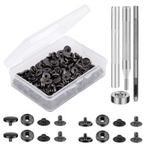 50 Sets Leather Snap Fasteners Kit 10Mm Black Metal Snap Buttons Kit Sta... - £14.14 GBP