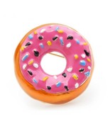 DONUT BROOCH 1&quot; Fun Enamel Pink Frosted Sprinkles Doughnut Pin High Qual... - £10.23 GBP