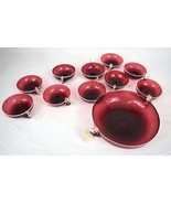 Threaded Cranberry Pressed Glass Handle Serving Dish 8 Dessert 1890s Ant... - £342.10 GBP