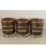 George Briard MCM Brown Leather Tortoise Marble Three Old Fashioned Glas... - $37.71 CAD