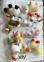 Farmville Zynga Plush Holiday Ornaments Mini 3&quot; Stuffed Animal Lot Of 8 ... - £27.25 GBP