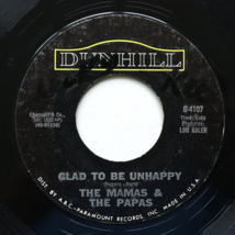 The Mamas &amp; The Papas – Glad To Be Unhappy / Hey Girl 45 rpm Vinyl 7&quot; Single #2 - £8.38 GBP