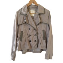 Free People Womens Double Breasted Jacket Military Sz 6 Brown Boho Twee ... - $34.99
