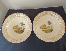 Chateau France American Limoges  2  vegetable serving bowls 22 K gold 1KS518 Vtg - £32.78 GBP