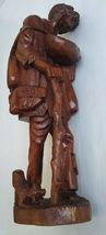 Vintage Hand Carved Wood Figural Old Man Traveler With a Cane Dog Statue 20" image 5