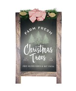  Christmas Trees Farm Fresh Wooden Stand Sign Glitzhome 30&quot;H Wall Hangin... - £14.36 GBP