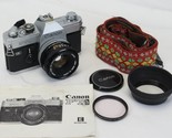 Canon Ftb QL 35mm SLR Film Camera FD 50mm F/1.8 SC Manual Strap &amp; Extras - $186.19