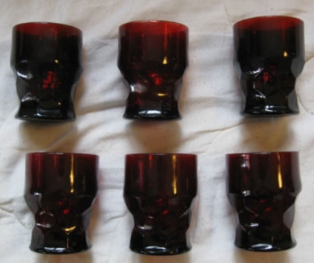 Georgian ruby red honeycomb water glasses in good condition set of 6  - $30.00