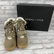 Kendall + Kylie Edison Ankle Hiker Boots Size 7M Natural Suede Tan Faux Fur  - £37.33 GBP
