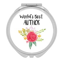 World&#39;s Best Author : Gift Compact Mirror Work Job Cute Flower Christmas... - $12.99