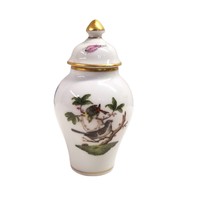 Herend Hungary Bird Ginger Jar 3.5&quot; Tall 125 Eves 1839 Anniversary Edition 1964 - £42.97 GBP