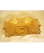 Indiana Glass Diamond Point Tidbit Candy Dish Yellow Ruffle Square - $16.82