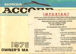1978 Honda ACCORD owner&#39;s owners manual book guide - $6.00