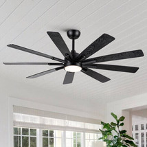 Modern Farmhouse 62 In Black Ceiling Fan with Remote Control - £182.74 GBP