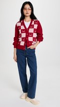 2022 NEW AUTHENTIC Acne Studios Red/Beige Check Logo Cardigan Sweater $470 - £109.93 GBP