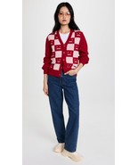 2022 NEW AUTHENTIC Acne Studios Red/Beige Check Logo Cardigan Sweater $470 - $139.00
