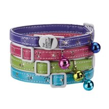 MPP Sparkle Paw Print Cat Collars Faux Leather Design Jingle Bell Buckle 8&quot; - 12 - £9.03 GBP+