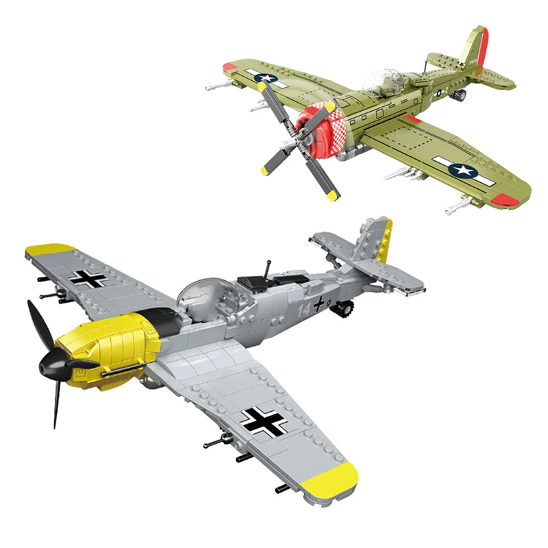 WW2 German BF109 Military Main Battle Fighter 1:32 Model MOC US P47 Air Force - £18.43 GBP+