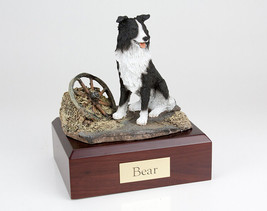 Border Collie, Sitting Pet Cremation Urn Available in 3 Diff Colors &amp; 4 Sizes - £134.71 GBP+