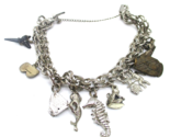 Sterling Silver 7&quot; Link Charm Bracelet with 9 charms - $147.51