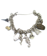 Sterling Silver 7&quot; Link Charm Bracelet with 9 charms - $2,803.70 MXN