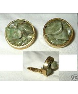 j79 Vintage Green Jade Nuggets Clip On Earrings - £3.89 GBP