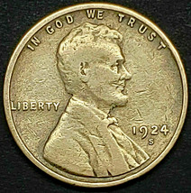  1924-S 1¢ Lincoln Wheat Cent Coin, Rare Penny, Low Mintage, Nice Detail, Lines! - $79.95