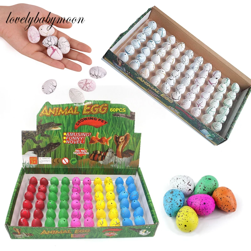60pcs with retail box Magic Water Hatching Inflation Growing Dinosaur Eggs Toy - £16.25 GBP+