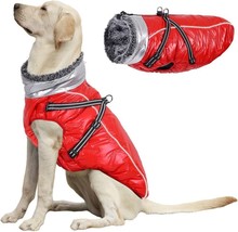 Furry Collar Dog Cold Weather Coats&amp;Cozy Waterproof Windproof (Red,Size:XXL) - £23.25 GBP