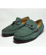 Peter Millar Men Size 8 Green Leather Dress Bit Loafer Shoes Made in Brazil - £182.23 GBP