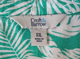 Croft &amp; Barrow Blouse Womens Size XXL Linen Blend Hawaiian Tropical Green White - £12.58 GBP