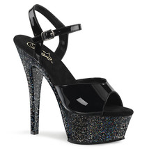 PLEASER KISS-209MG Women&#39;s 6&quot; Heel Platform Ankle Strap Sandal W/Glitter Shoes - £44.86 GBP