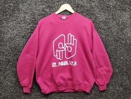 Vintage Jerzees St. Paul ITP Interpreter Sweatshirt Pink Fleece 90s Y2K Sweater - £22.19 GBP