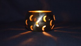 Old Stock Small Brass Round with Moons Votive Candle Tea Light Holder - £7.50 GBP