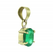 Dainty Emerald Pendant Gold Pendant Created Emerald Small Oval Necklace - £45.64 GBP