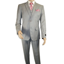 Mens Three Piece Suit Vested VITALI Soft Fabric With Sheen M3090 Stone Gray 3pc image 3